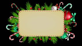 3D Loop Animated Frame Design New Year and Christmas tree leaves with Xmas Black Backdrop Template Rotating vertical frame design Rotating realistic pine tree fresh branches with Christmas Decorations - Powered by Shutterstock - Get 15% off with code: PIKWIZARD15