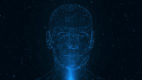 Human face abstract digital computing animation. 3D artificial intelligence. Big data cyber security metaverse. future technology Machine learning future AI tech, human fast robot. 3D Illustration - Powered by Shutterstock - Get 15% off with code: PIKWIZARD15
