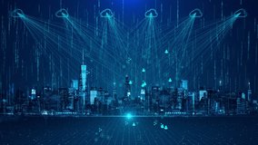 Data transfer concept on cloud and cloud computing network AI and data science, futuristic technology background, Digital technology, cloud computing, data engineering, global. 3D Illustration - Powered by Shutterstock - Get 15% off with code: PIKWIZARD15