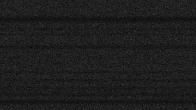 Footage of TV noise, displaying an analog signal with disruptive interference. Showcasing VHS defects, noise, artifacts, and glitches characteristic of old VHS tapes. Capturing the vintage VHS effect.