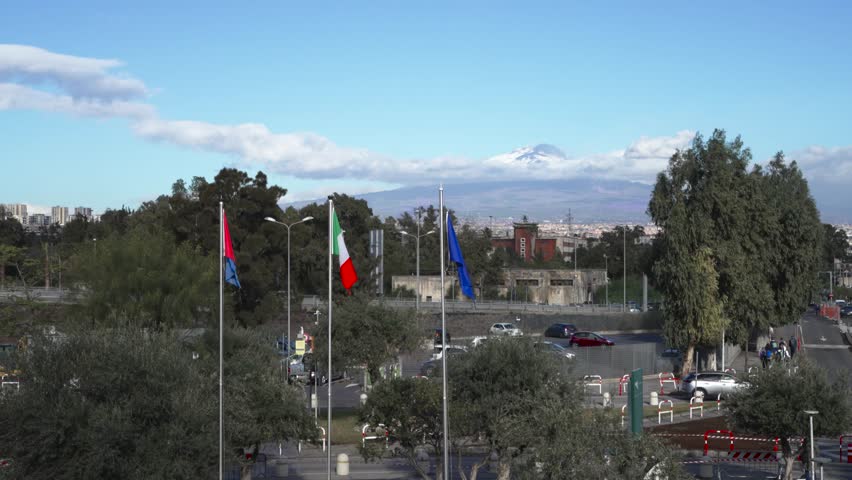 Etna volcano, cloudy day, Italy, Sicily
