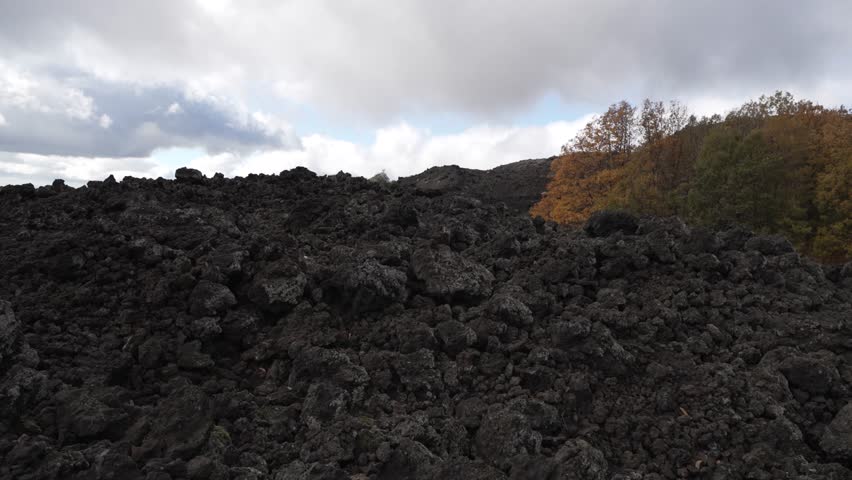 Etna volcano, cloudy day, Italy, Sicily