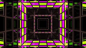 Light Green and Pink Screen Square Light Tunnel Background VJ Loop in 4K