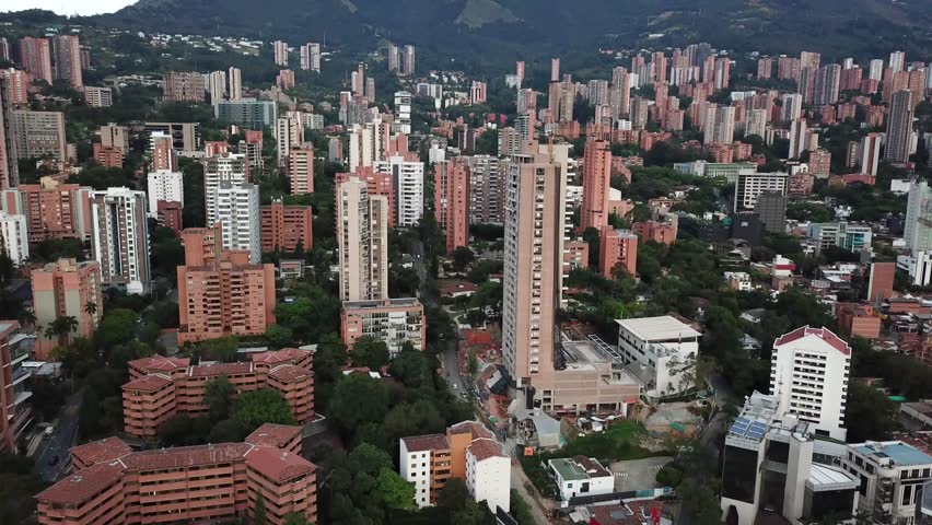 Aerial drone footage of Medellin downtown, Colombia, Latin America. High quality 4k footage