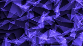 Futuristic abstract background. Purple color, flying triangles