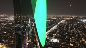 Drone shot flying. Saudi Arabia. Riyadh. Kingdom tower. Night. - Powered by Shutterstock - Get 15% off with code: PIKWIZARD15