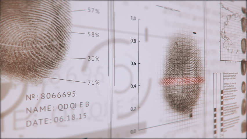 Interface search fingerprints people, Screen finger print scanning red color, 3D camera Royalty-Free Stock Footage #34026319