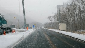 Hyperlapse driving through snow-covered roads of Japan