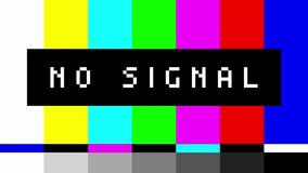 No Signal - TV Screen Test. Television Test Pattern Stripes. Glitch Effect. Retro Style Screensaver. Vector Illustration stock video