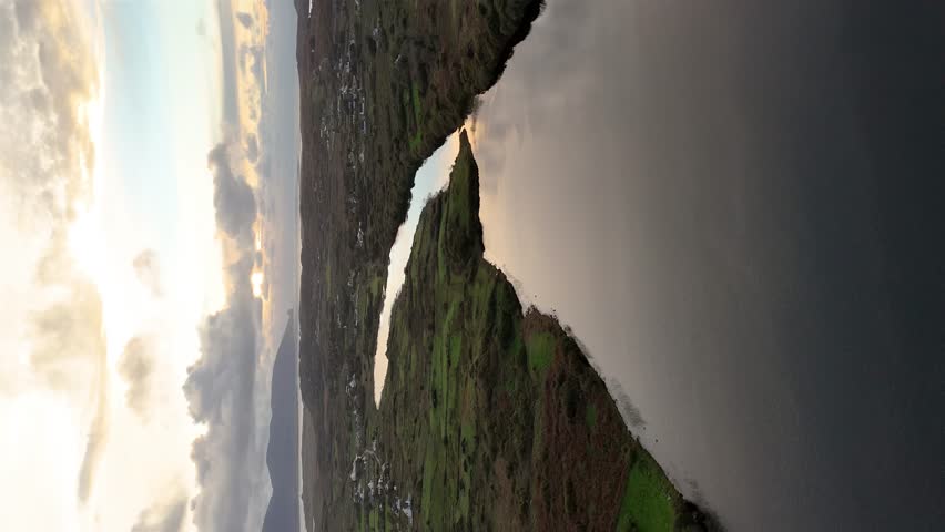 Aerial view of Lough Fad by Portnoo in County Donegal.
