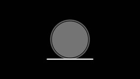 Minimalist black and white design icon animated with a central circle and horizontal line.