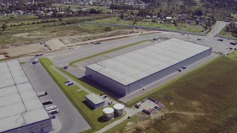 Aerial Shot of Modern Industrial Warehouse