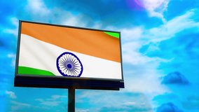 Moving Indian flag on a signboard video, Happy Republic Day special on 26th January in India