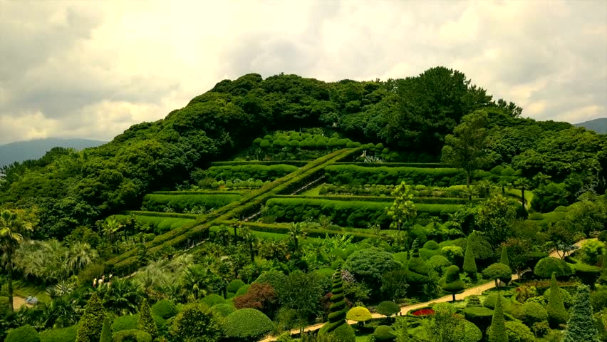 Aerial video of Oedo botania garden in Geoje island, South korea. Aerial video from drone.