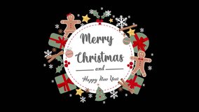 Merry Christmas 2023 and Happy New Year 2024 Decorative Greeting Card. Rotating Celebration Card or Banner Design. Xmas Wreath Decorations Set. Holiday Background with snowflakes Creative card design. - Powered by Shutterstock - Get 15% off with code: PIKWIZARD15