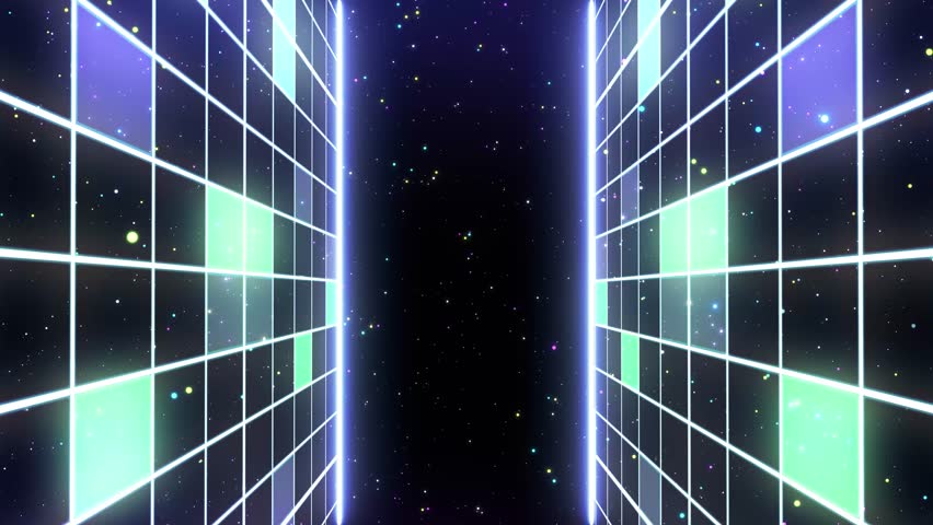 Retro Sci-Fi Background Futuristic Grid landscape of the 80`s. Digital Cyber Surface. Suitable for design in the style of the 1980`s.