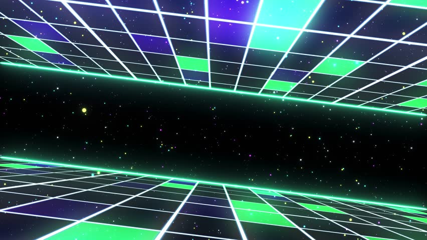 Retro Sci-Fi Background Futuristic Grid landscape of the 80`s. Digital Cyber Surface. Suitable for design in the style of the 1980`s. 