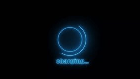 Abstract neon fast charging icon animation background  