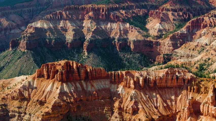 Aerial view of unique shapes formed in the Claron Formation. in Bryce Canyon National Park Royalty-Free Stock Footage #3403458187