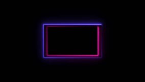 abstract neon light rectangle frame animation background 4k