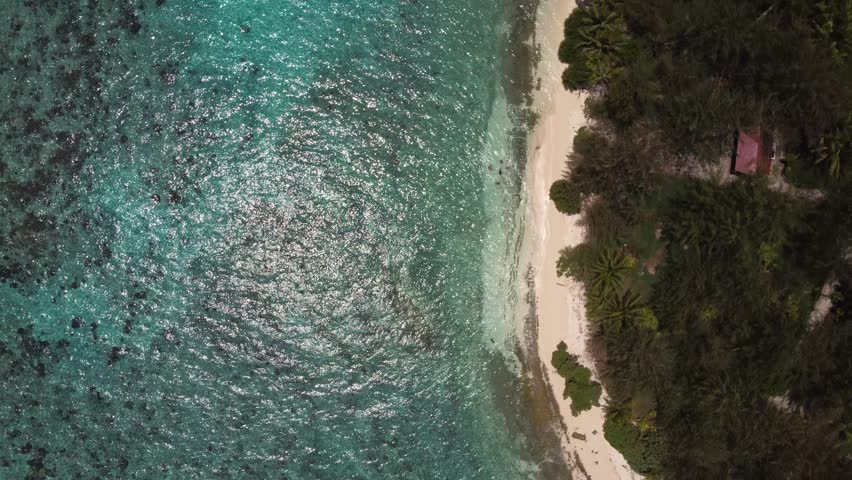Bird's eye view of Managaha island's white sand beach Royalty-Free Stock Footage #3403535085