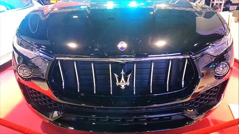MANILA, PH - NOV. 30: Black Maserati Ghibli car at Manila Auto Salon on November 30, 2017 in Manila, Philippines. Manila Auto Salon is a annual gathering exhibit for automotive aftermarket industry.