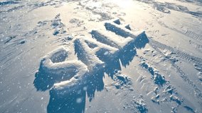 The word Sale made of snow. Winter discounts on snow-covered ground. Special offers under snowfall  - Powered by Shutterstock - Get 15% off with code: PIKWIZARD15