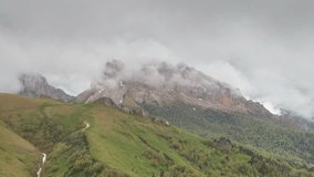 Russia, time lapse. The formation and movement of clouds over the summer slopes of Adygea Bolshoy Thach and the Caucasus Mountains