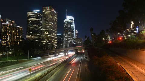 Los Angeles downtown at night: Time Lapse