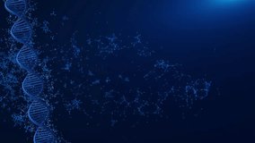 Abstract Animation of DNA molecule particles. Digital DNA, human genome. Medical research, genetic engineering, biology. Futuristic 4k DNA molecule. biotechnology chemistry science. 3D Illustration - Powered by Shutterstock - Get 15% off with code: PIKWIZARD15