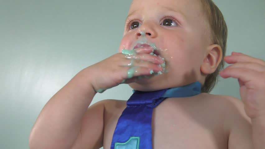 cake smash boy messy face slow motion 4k