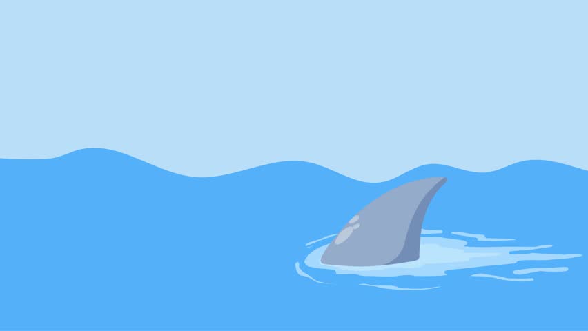 Animation of shark with its filter on the surface in the ocean 4k