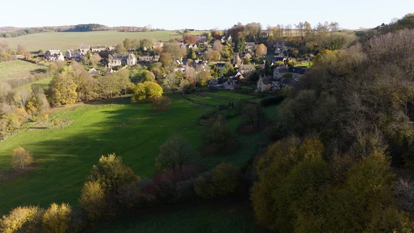 Snowshill Cotswold Village Autumn UK Aerial Landscape Countryside England