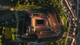 Aerial view of the famous castle of la Mota in Medina del Campo, Valladolid, Spain. High quality 4k footage