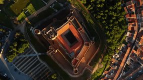 Aerial view of the famous castle of la Mota in Medina del Campo, Valladolid, Spain. High quality 4k footage