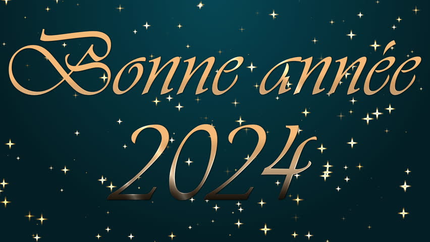 Bonne Annee 2024 - Golden illuminate and simplicity Shining. French New Year wishes with moving gold text in a simple style for New Year's Eve celebrations. French greetings on New Year's Eve. - Powered by Shutterstock - Get 15% off with code: PIKWIZARD15