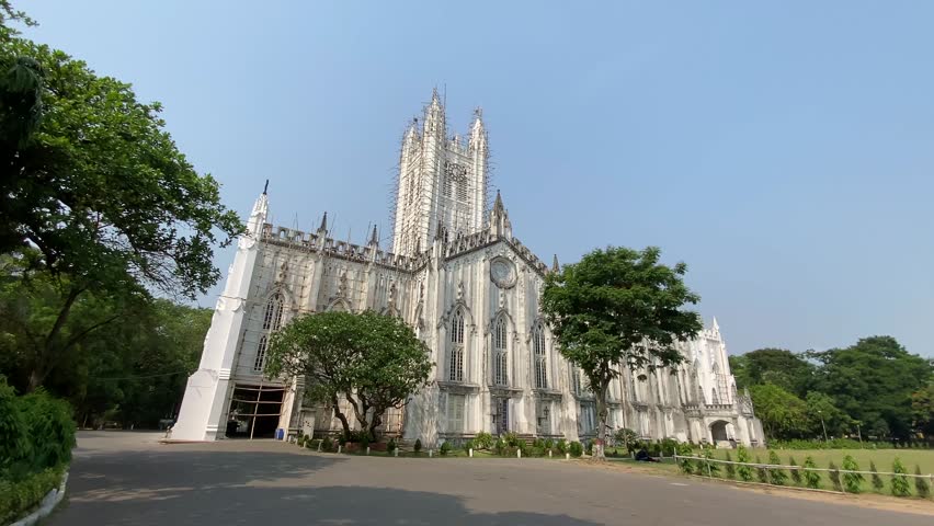 Kolkata,west bengal,India 11 April 2022.St Paul's Cathedral church located in Kolkata, West Bengal, India Royalty-Free Stock Footage #3404135513