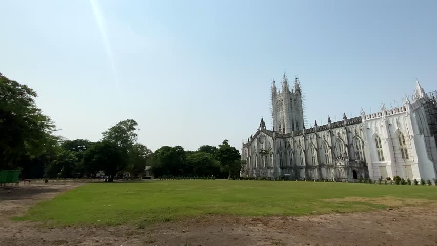 Kolkata,west bengal,India 11 April 2022.St Paul's Cathedral church located in Kolkata, West Bengal, India Royalty-Free Stock Footage #3404135623