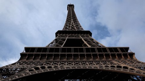 Eiffel Tower in Paris, Champ de Mars, France, Europe, time lapse
