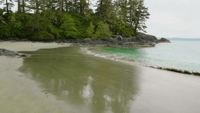 Deserted beach Half Moon Bay Vancouver island Canada.