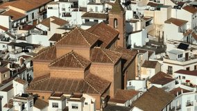4K video recorded with a drone of a Church in a Spanish town
