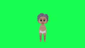 3d animated baby talking isolated front angle green screen