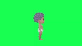 3d animated baby talking isolated left angle green screen