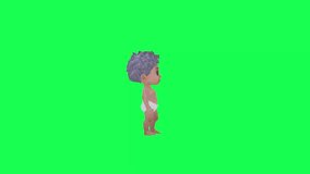 3d Animated newborn baby waiting angry left angle green screen
