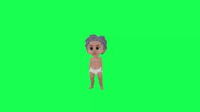 3d Chroma key baby dancing Gangnam style front angle green screen