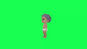 3d Chroma key baby dancing Gangnam style right angle green screen