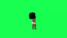 3d animated indian baby girl cheering isolated left angle green screen