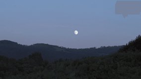 View of Moon Over Mountains in Spain, Asturias. Moonrise at Dusk - Powered by Shutterstock - Get 15% off with code: PIKWIZARD15
