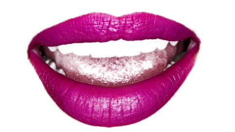lips with different lipstick stop motion moving