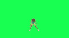 3d cute boy dancing in the park,front angle chroma key rendering green screen
